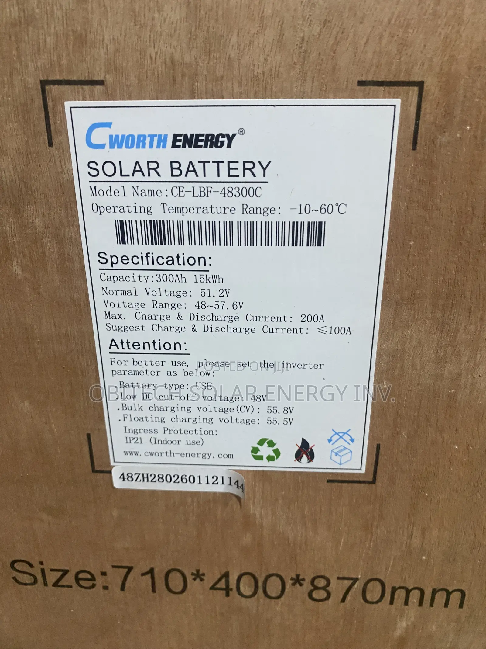 15kWh 48V Cworth Lithium Battery