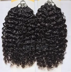 14" Inches Premium Curly Human Hair Micro Loop Crochet Extensions