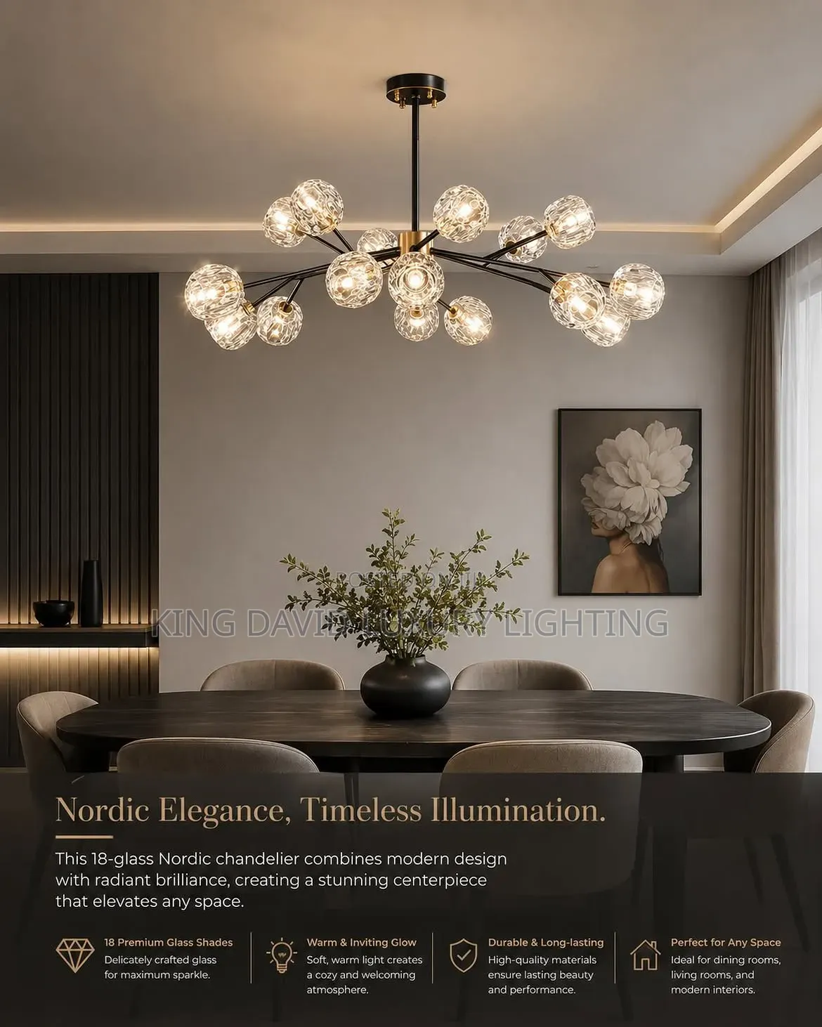 18-Glass Nordic Chandelier