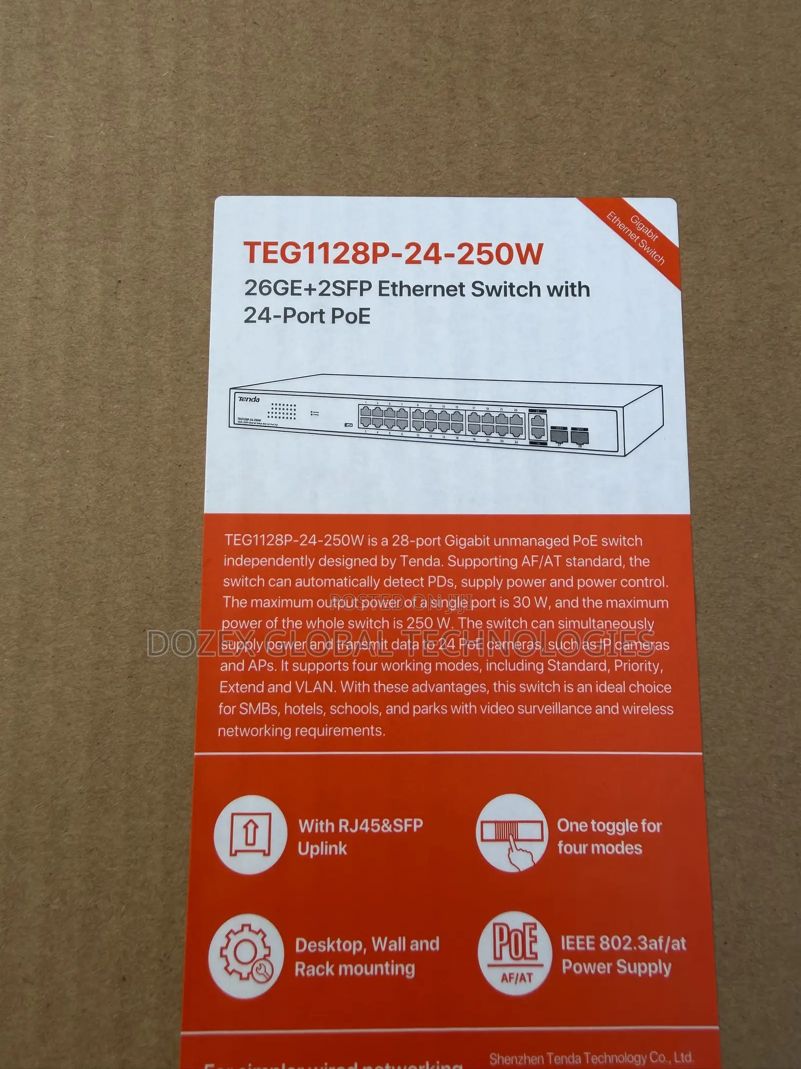 Tenda 24 Ports Gigabits and Poe Switch