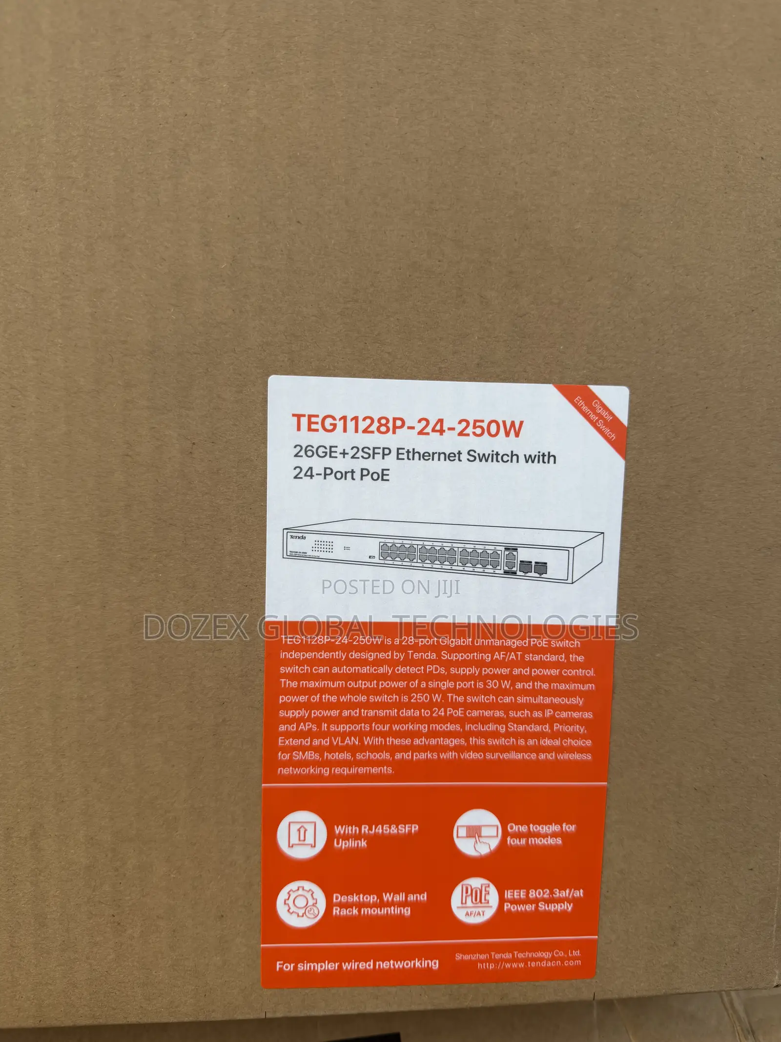 Tenda 24 Ports Gigabits and Poe Switch