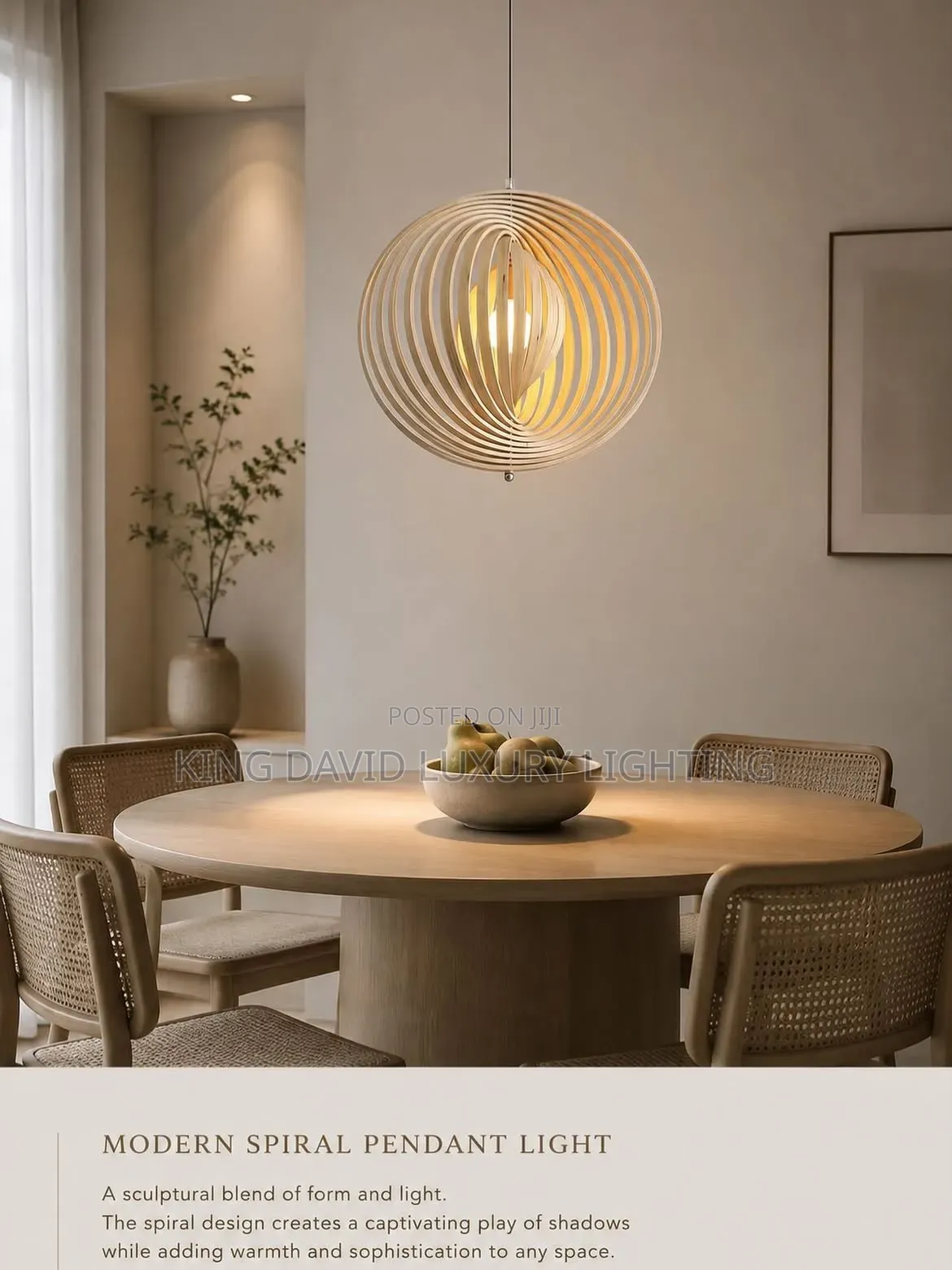 Oasis Spiral Wood Pendant Light