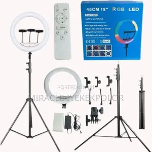 22" LED Ring Light With Tripod Stand, 3 Phone Holders Remote