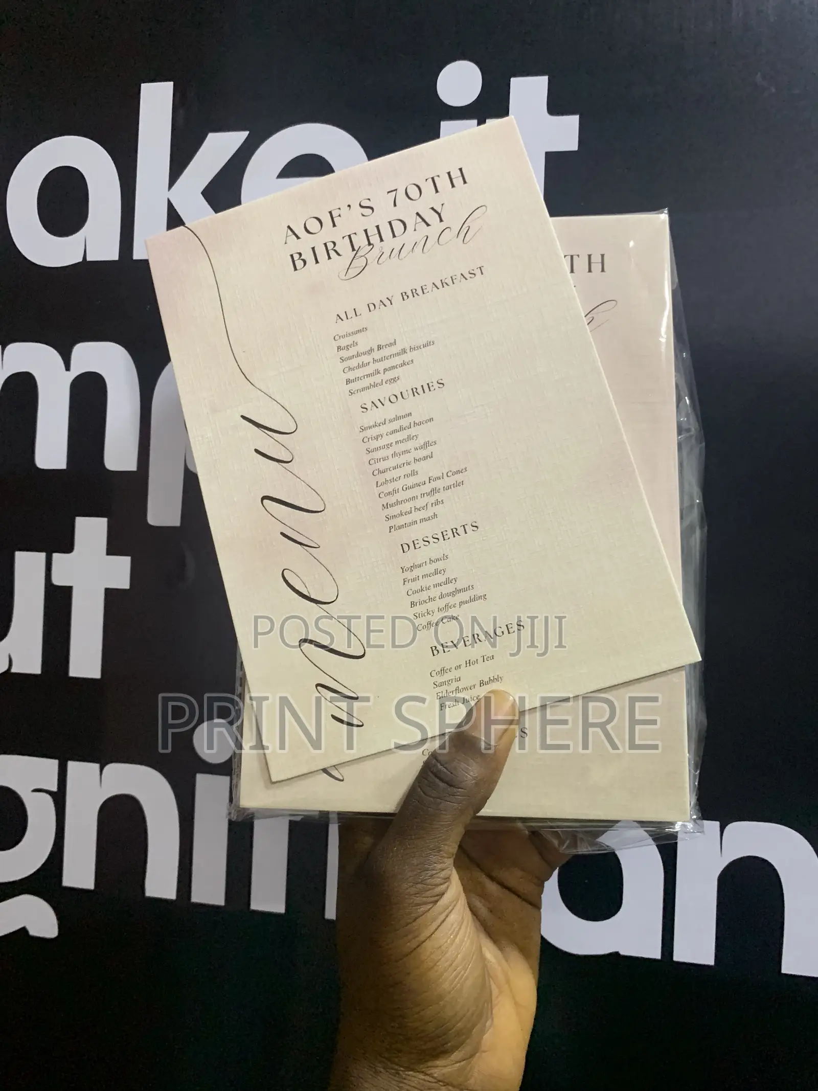 Menu Cards, Invitation Cards and More