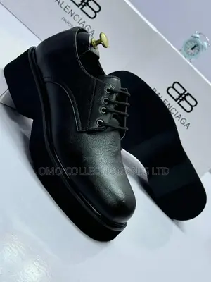 Balenciaga Men’s Black Leather Lace-Up Platform Shoes – Fully Boxed