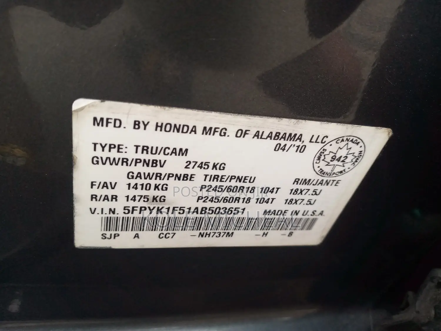 Honda Ridgeline 2010 Gray