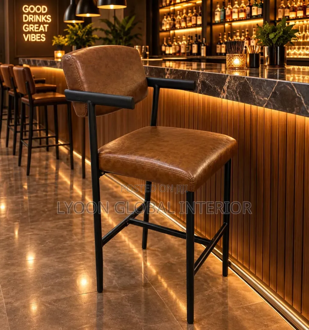 Full Leather High Bar Stool