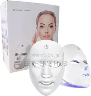 LED Face Mask Light Therapy, 7 Colors, Rechargeable Portable, White