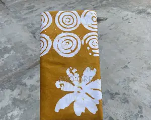Authentic Adire Fabric — Mustard Gold White Batik Print