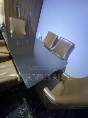 6 Seater Executive Dining Set With Chocolate Brown Table and Chairs