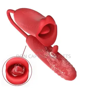 Dildo 2in1 Vagina Vibrator Tongue Licking Nipple Stimulator Adult Toys