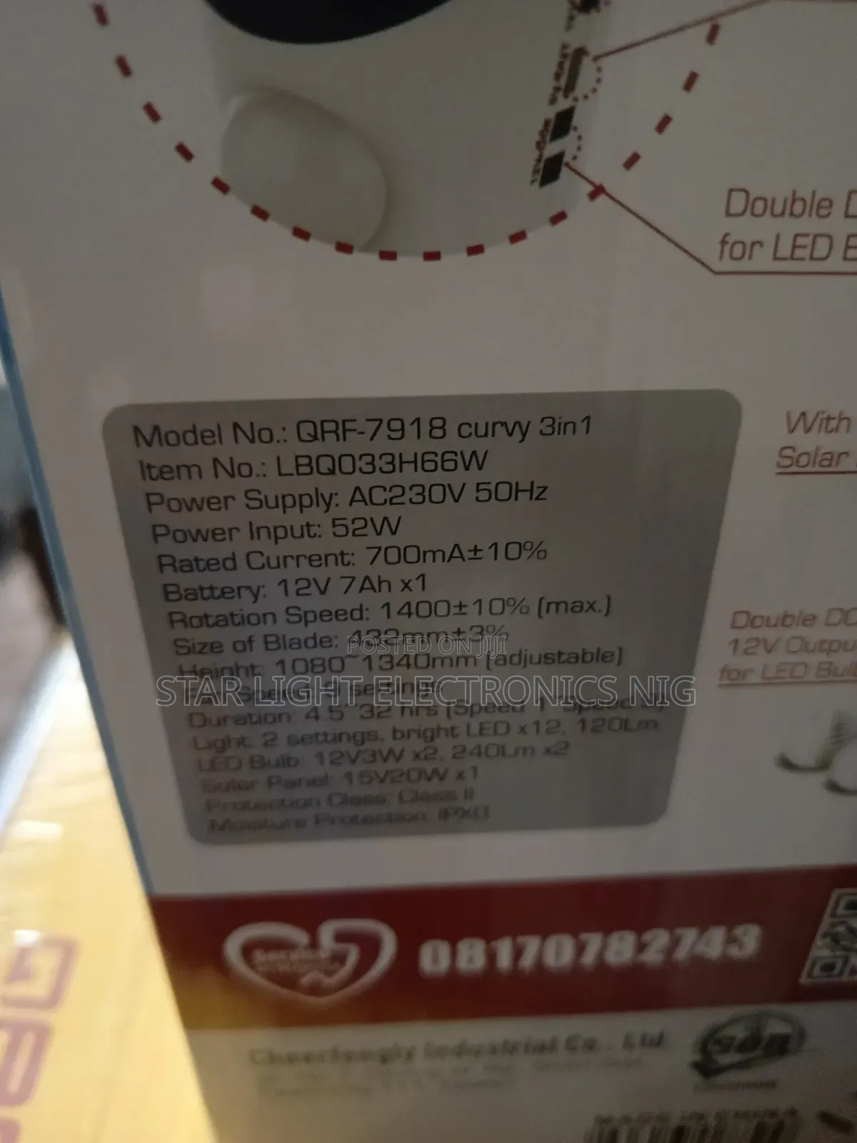 Solar Rechargeable Fan Qasa