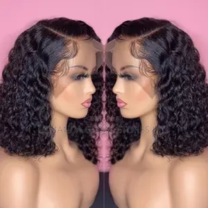 Short Deep Wave Curly Bob Lace Front Hair Wig Side Part
