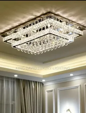 Modern Rectangular Crystal Flush-Mount Ceiling Light
