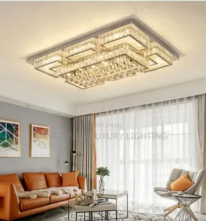 Jiayoor Modern Rectangular Luxury Crystal Flush Mount Chandelier.
