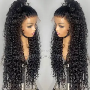 Long Deep Wave Curly Lace Front Human Hair Wig Half-Up