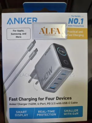 Anker 140w Fast Charging 4 Devices, 4-Ports, Pd 3.1 With USB-C Cable