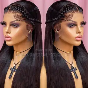 Long Straight HD Lace Front Human Hair Wig Braided Headband Style