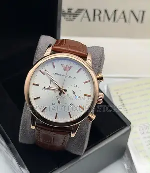 Emporio Armani Quality Luxury Men Genuine Leather Wristwatch