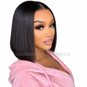Short Straight Blunt Cut Middle Part Bob HD Lace Front Wig