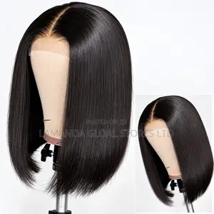 Short Straight Middle Part HD Lace Front Bob Wig