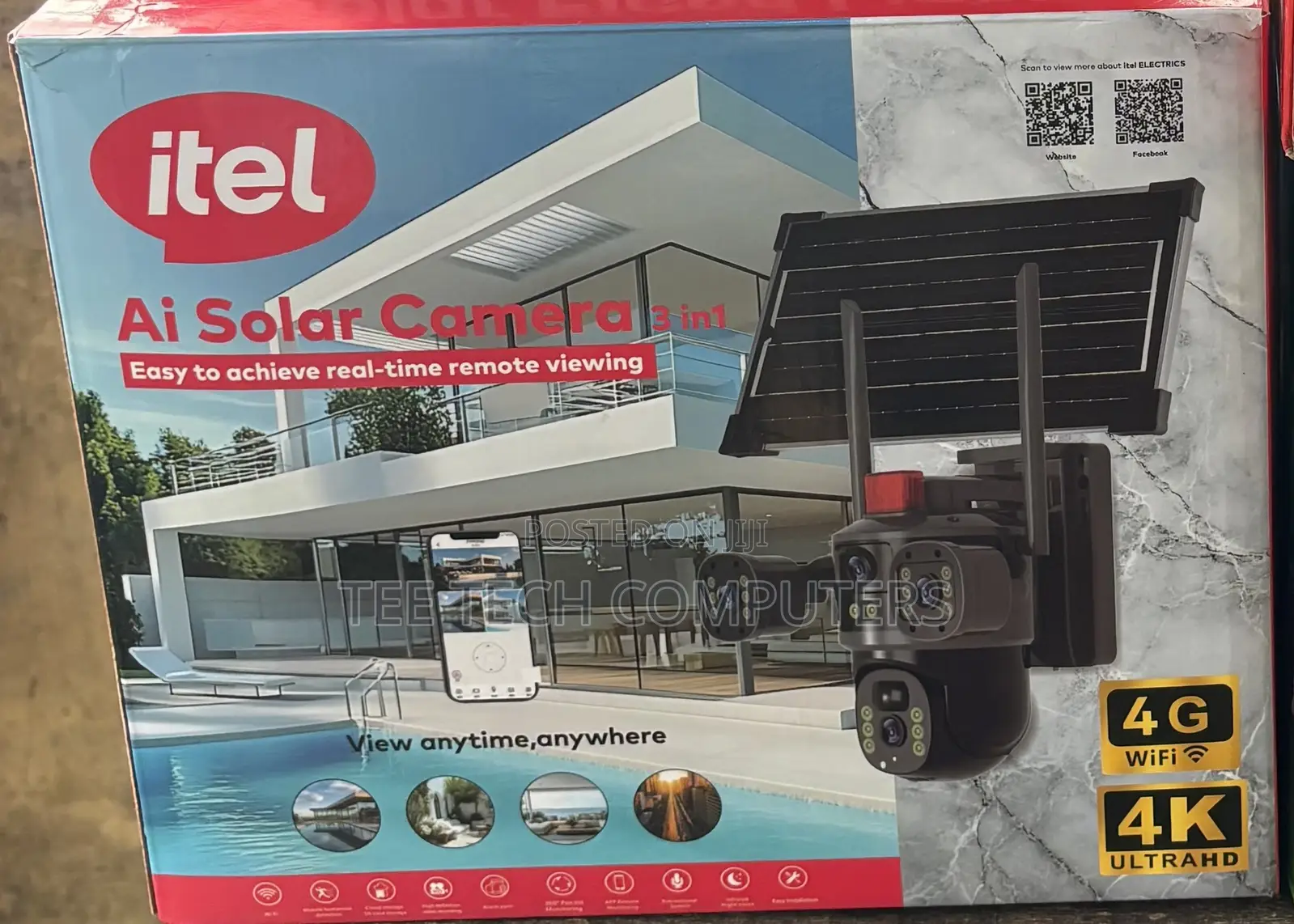 Solar Powered 3 Lens PTZ CCTV Camera