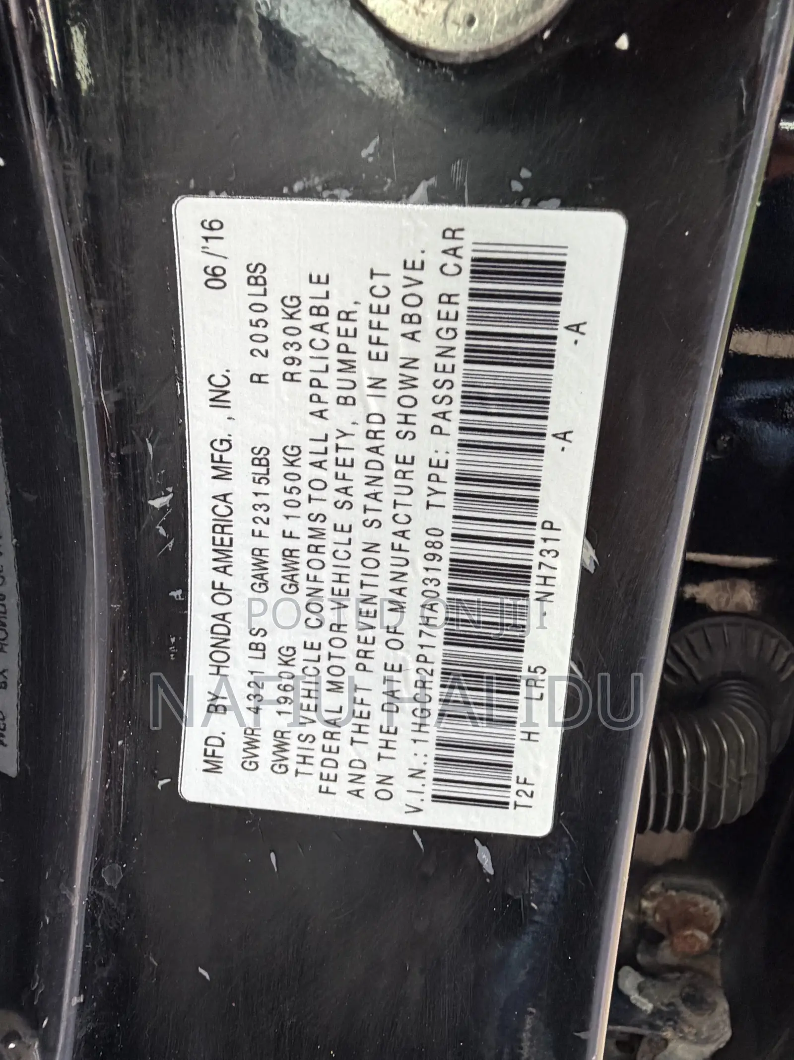 Honda Accord 2017 Black