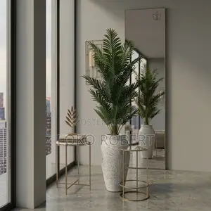 Large Artificial Flower Tree in Gold Abstract Ceramic Floor Vase