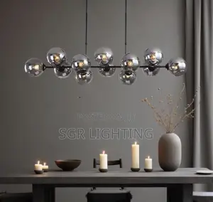 Grey Glass LED Pendant Lights for Living Room Chandeliers Island Bedr