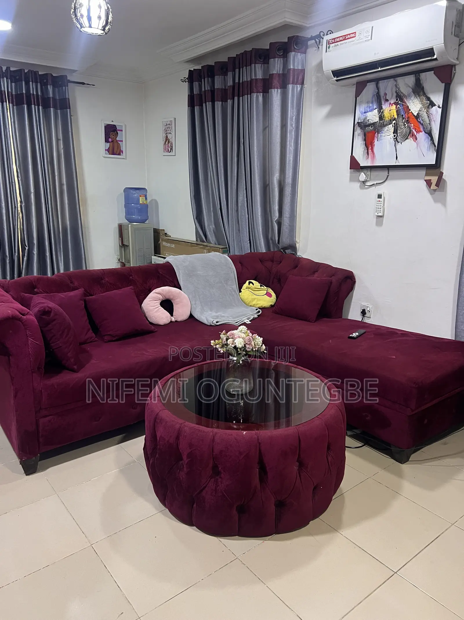 L Shape Sofa With Tinted Glass Coffee Table