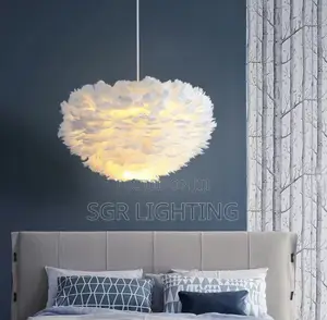 Nordic White Feather Lamp, Romantic Bedside Decor Pendant Light Cover