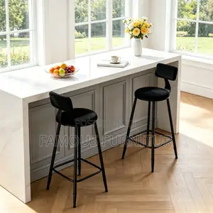 Modern Counter-Height Bar Stools Featuring Slim Black Metal