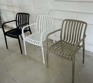 Modern Outdoor Slatted Armchairs Made of Fiber or Plastic Material,