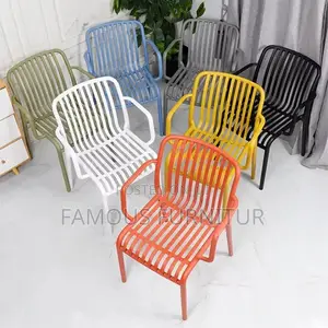 Modern Outdoor Slatted Armchairs Made of Fiber or Plastic Material,