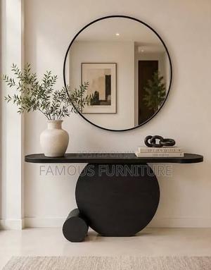 Modern Black Wooden Console Table Featuring a Striking