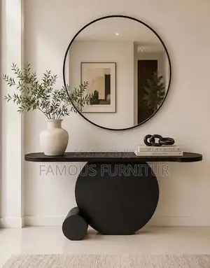 Modern Black Wooden Console Table Featuring a Striking