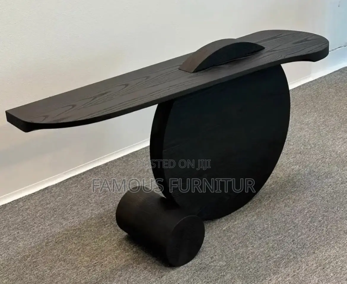 Modern Black Wooden Console Table Featuring a Striking