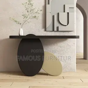 Modern Black Wooden Console Table Featuring a Striking