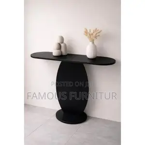 Modern Black Wooden Console Table Featuring a Striking