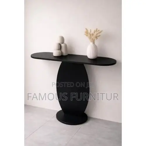 Modern Black Wooden Console Table Featuring a Striking