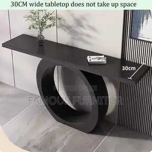Modern Black Wooden Console Table Featuring a Striking