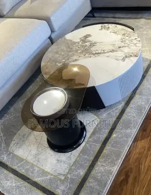 Modern 2-in-1 Round Marble-Top Center Table With a Built-in Drawer