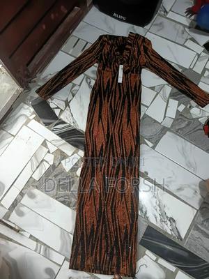 Beautiful Brown Black Long Sleeve Bodycon Dress