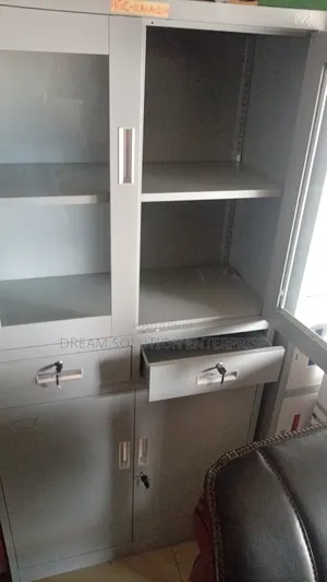 Quality Office Half Glass Filling Cabinet With Two Drawers