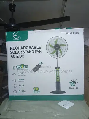 Linguang Lg2e AC DC Solar Rechargeable Stand Fan 18-Inch MBER DEALS