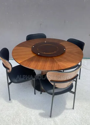 Modern 4-Seater Round Wooden Dining Set