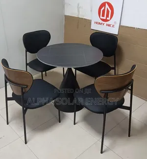 Modern Black 4-Seater Round Dining Set