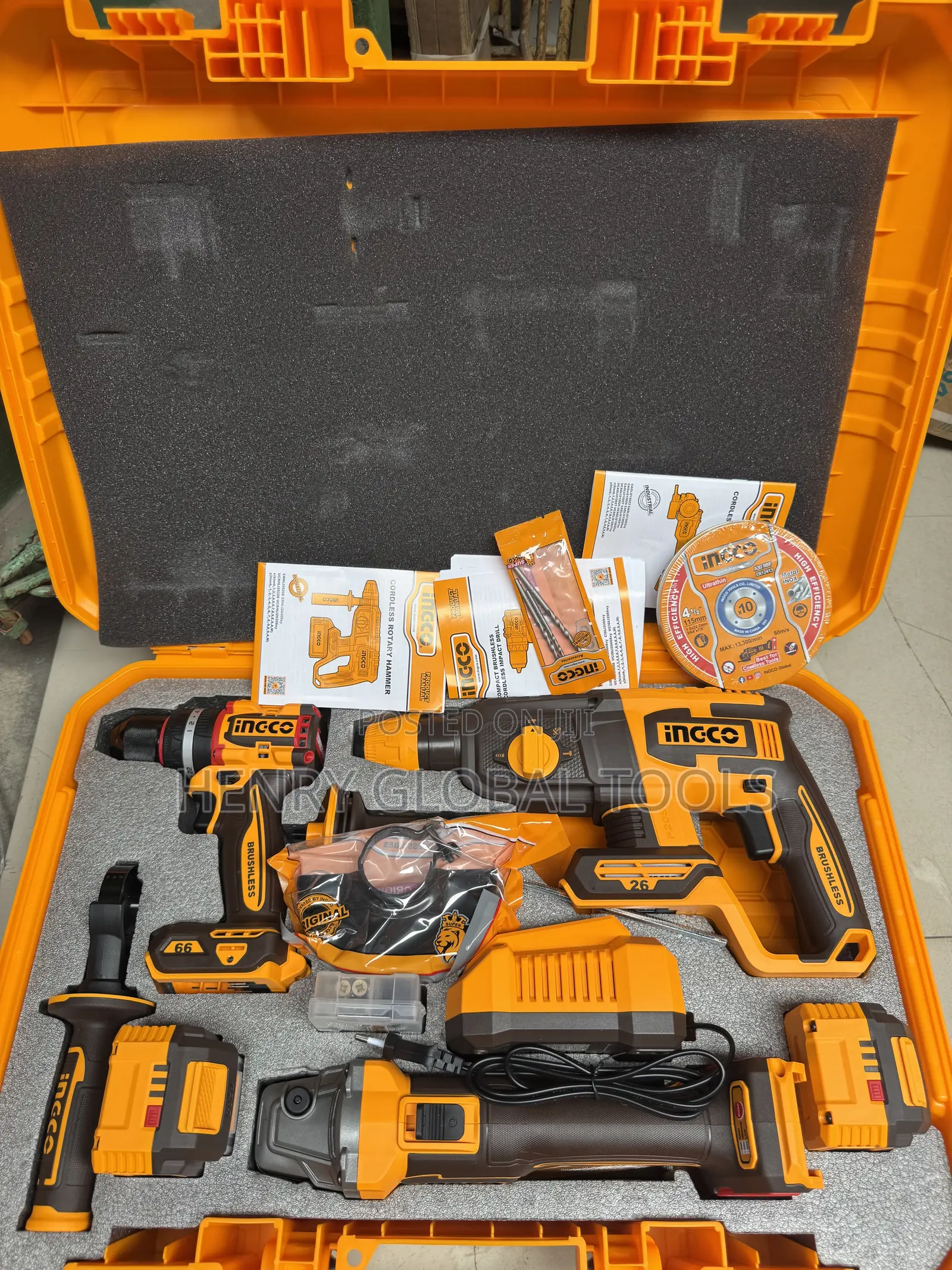 Ingco 3-in-1 Cordless Brushless Power Tool Kit