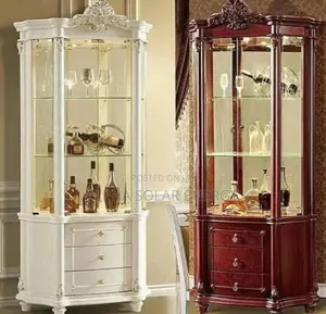Pair of Classic, Corner-Style Wooden Wine Cabinets
