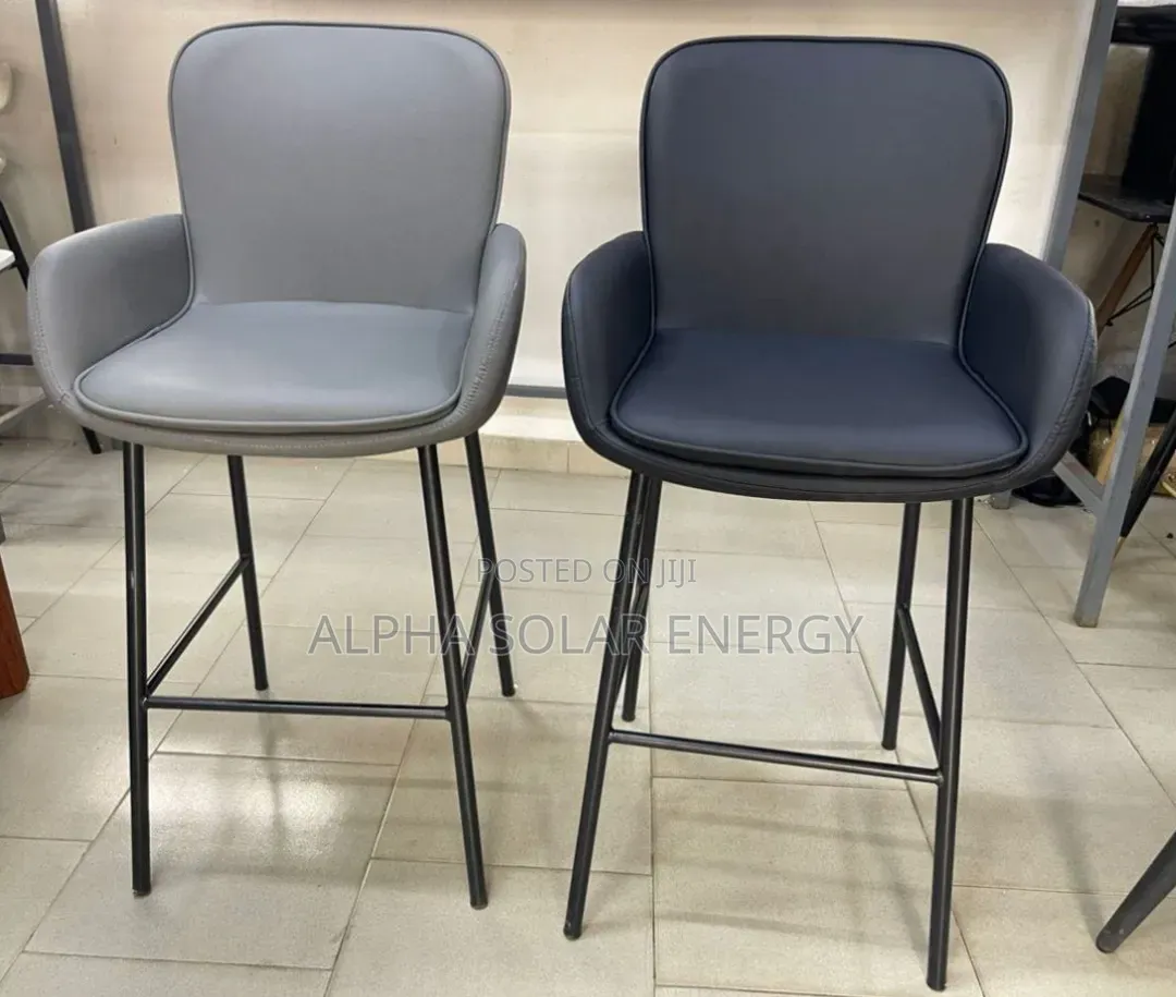 Two Modern Leather Bar Stools
